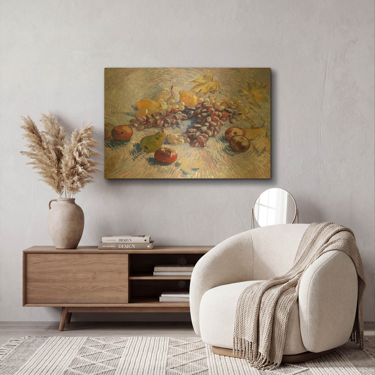 'Graper, Lemons Pears And Apples 1887' By Vincent Van Gogh Gold Metal Wall Art