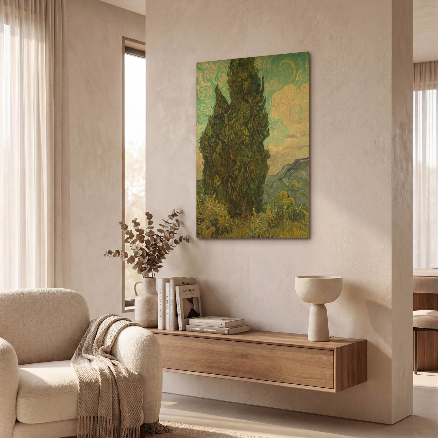 'Cypresses' By Vincent Van Gogh Gold Metal Wall Art