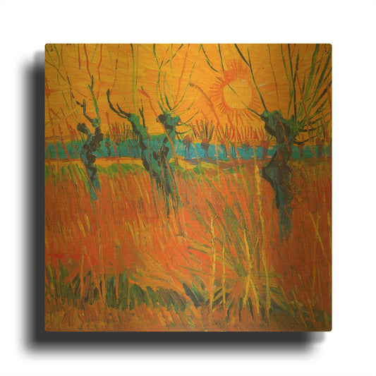 'Willows At Sunset' By Vincent Van Gogh Gold Metal Wall Art