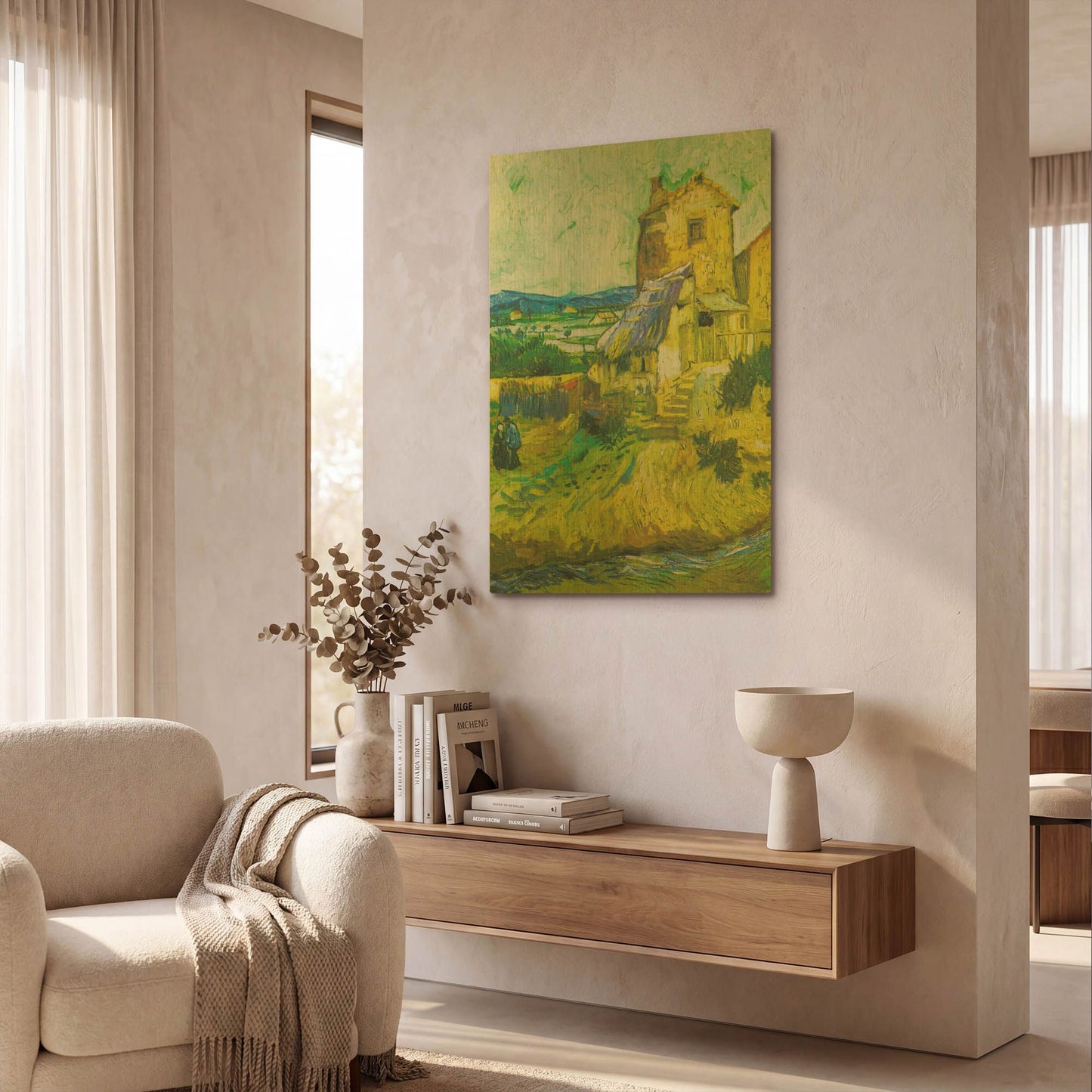 'The Old Mill' By Vincent Van Gogh Gold Metal Wall Art