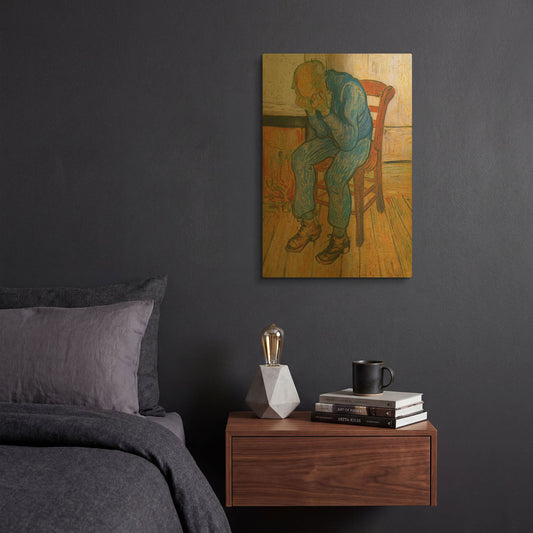 'Sorrowing Old Man' By Vincent Van Gogh Gold Metal Wall Art
