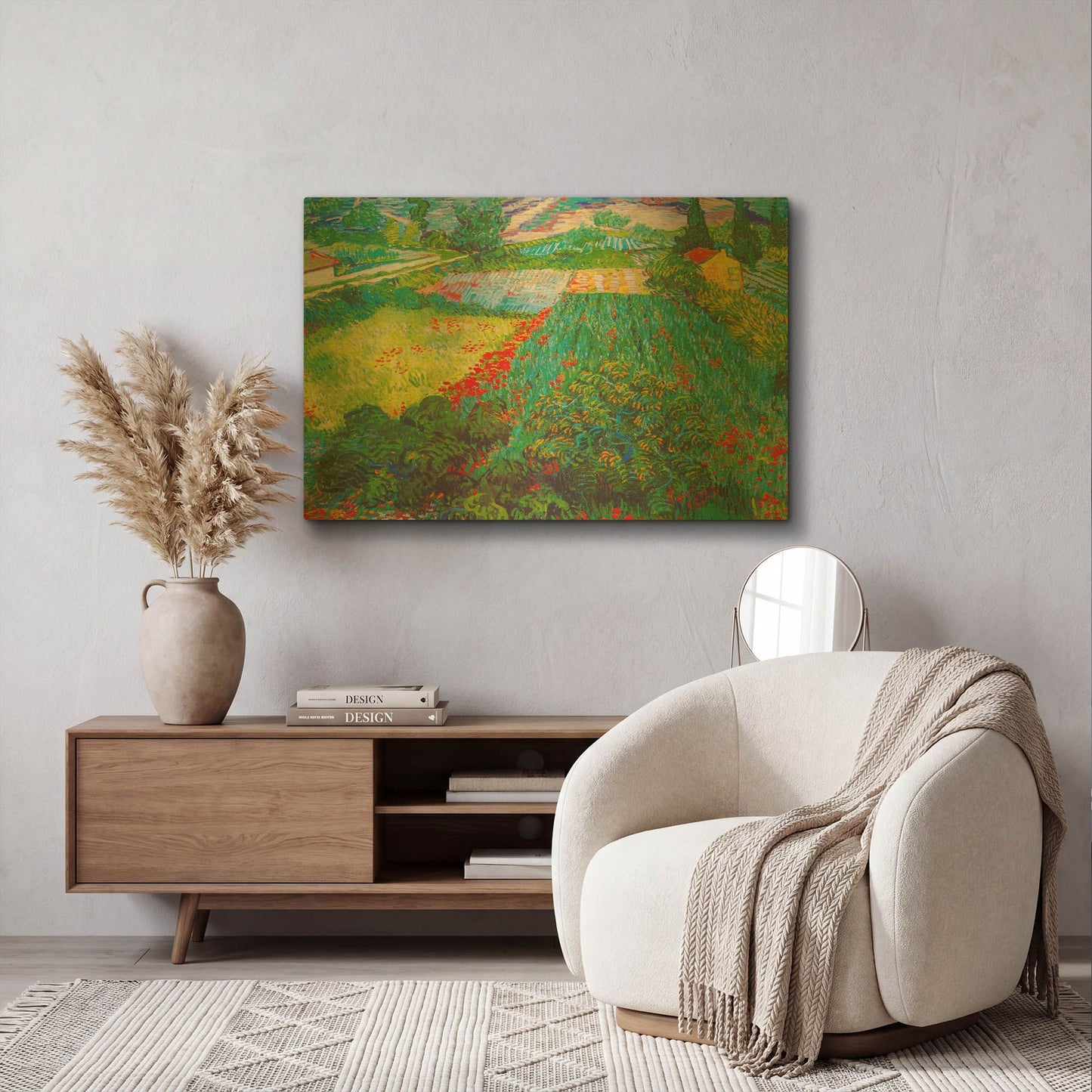 'Field With Poppies 2' By Vincent Van Gogh Gold Metal Wall Art