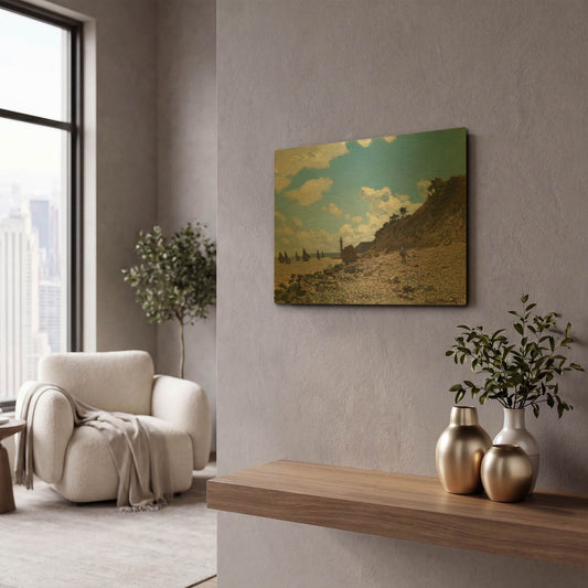'The Beach At Honfleur' By Claude Monet Gold Metal Wall Art