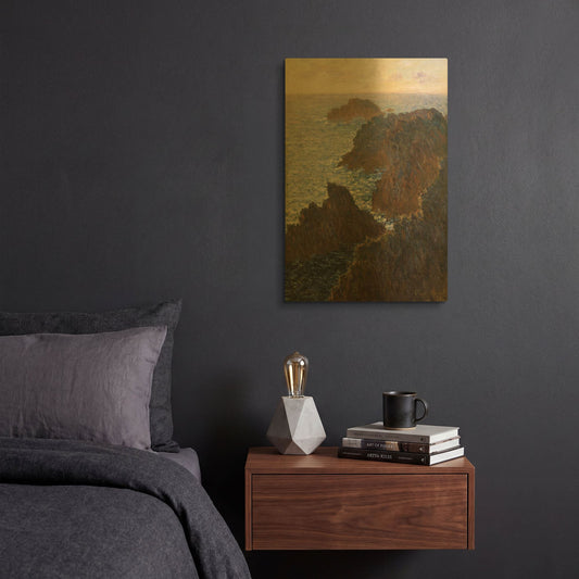 'Rocks At Belle Isle, Port Domois' By Claude Monet Gold Metal Wall Art