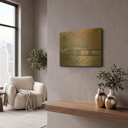 'Charing Cross Bridge' By Claude Monet Gold Metal Wall Art