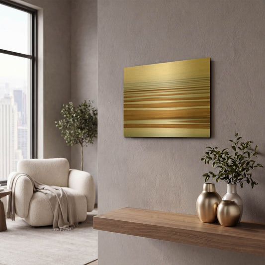'Sand Flats in Fog' By Kathrine Gendreau Gold Metal Wall Art