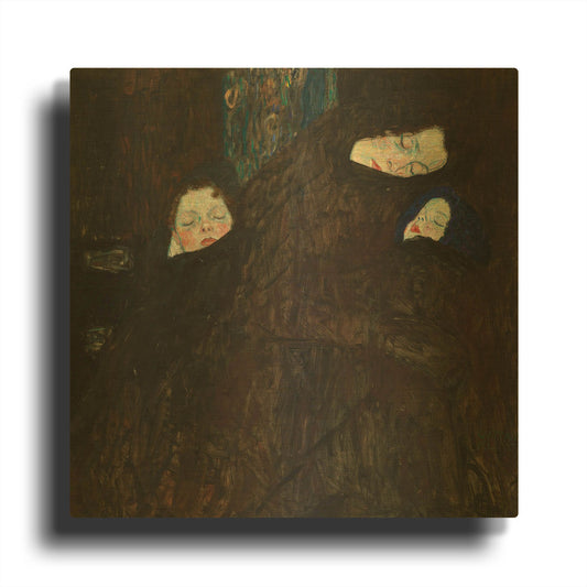 'Mother with Two Children' By Gustav Klimt Gold Metal Wall Art