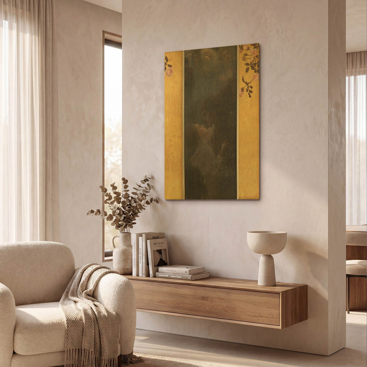 'Liebe copy' By Gustav Klimt Gold Metal Wall Art