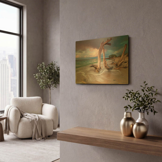 'Driftwood Sunset' By Kathrine Gendreau Gold Metal Wall Art