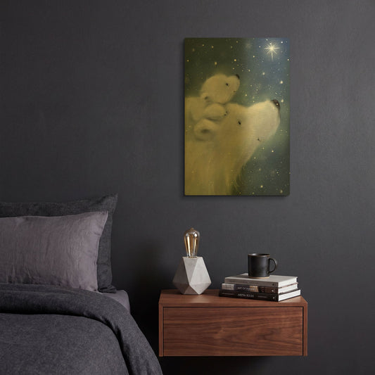 'Polar Bear And Cub 2' By Makiko Gold Metal Wall Art