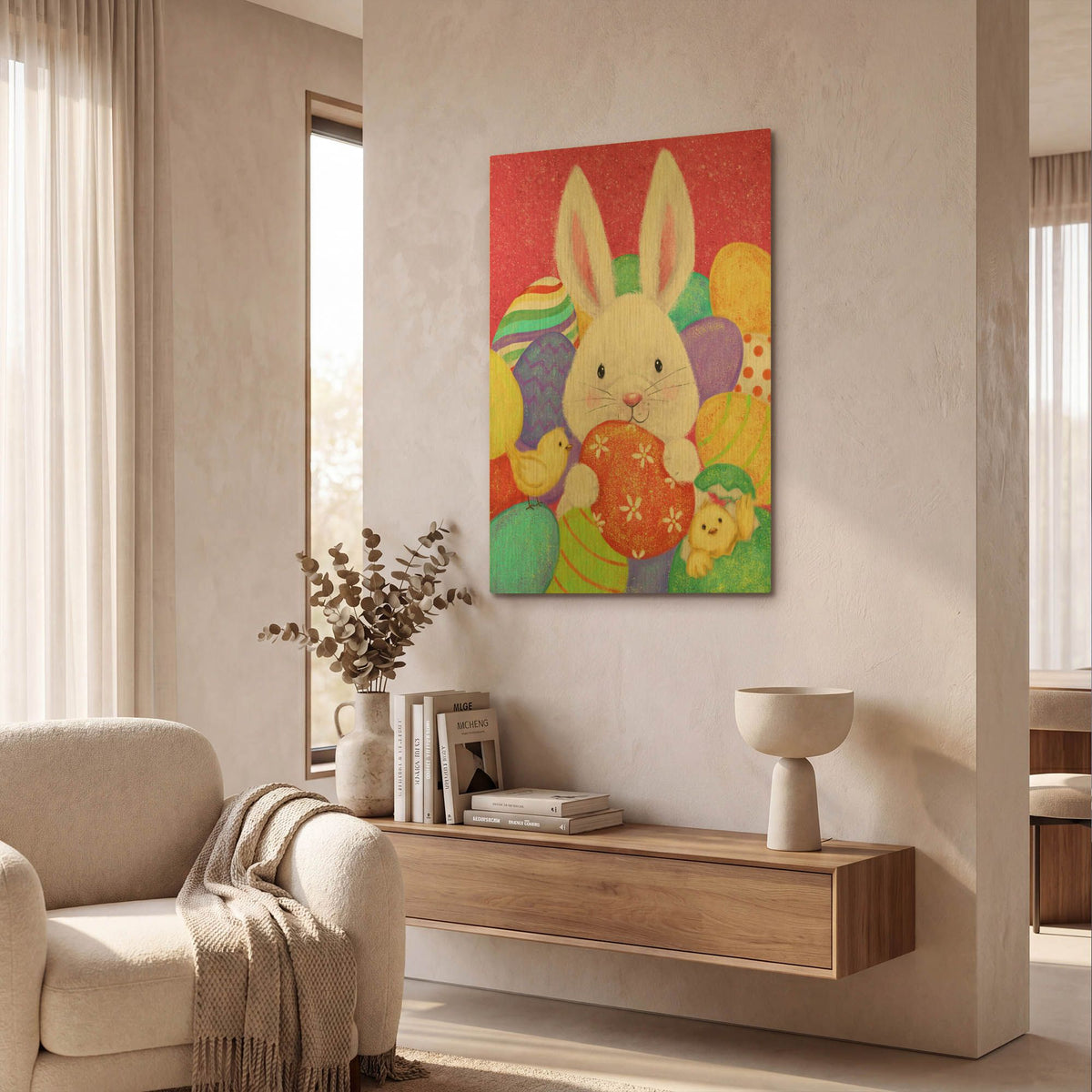 'Easter Rabbit' By Makiko Gold Metal Wall Art