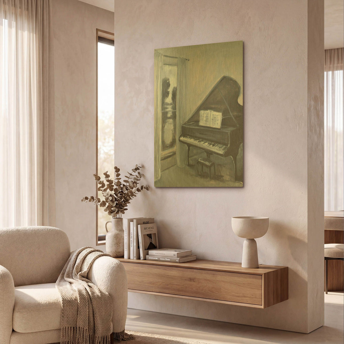 'Piano With A View' By JD Gold Metal Wall Art