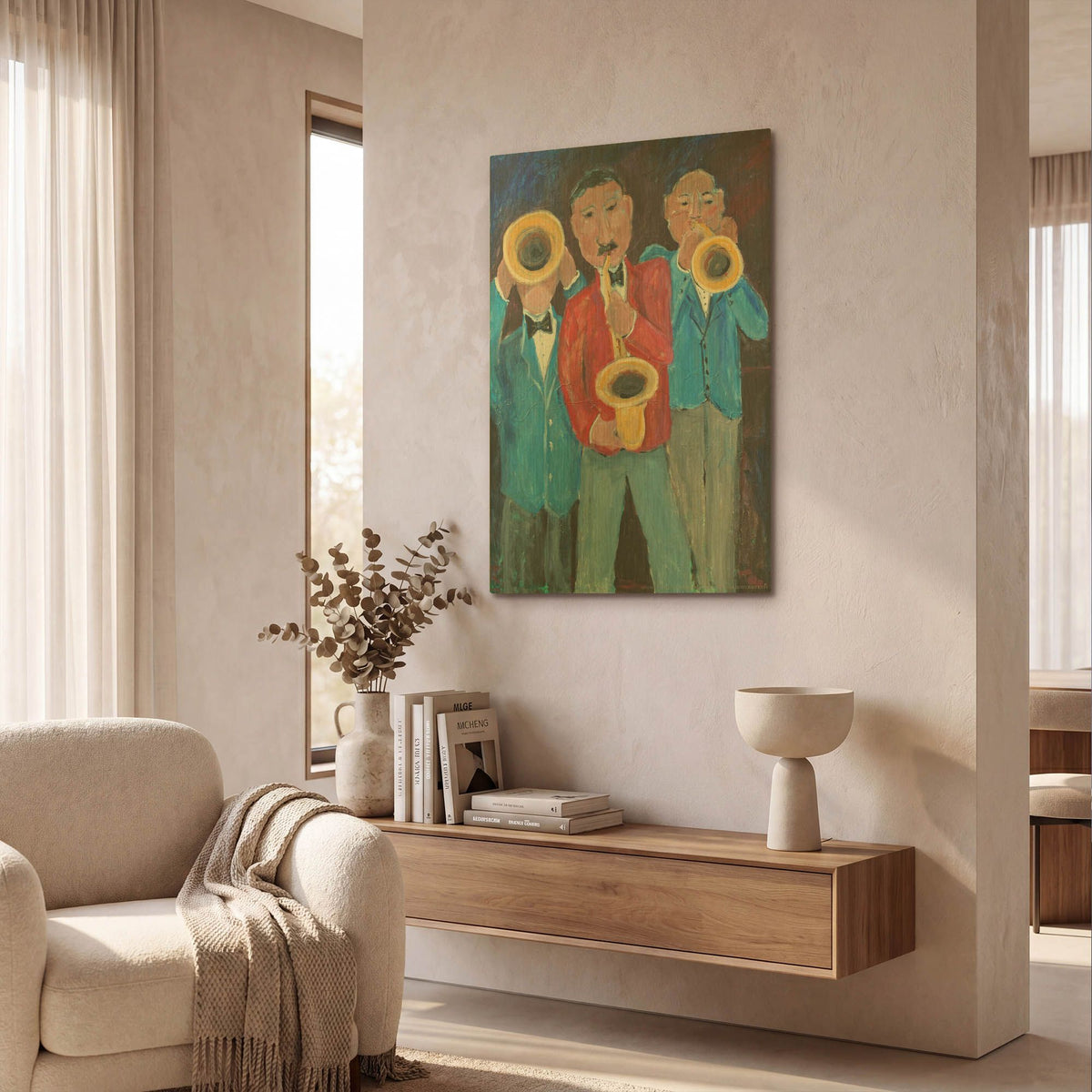 'Blow Those Horns' By JD Gold Metal Wall Art