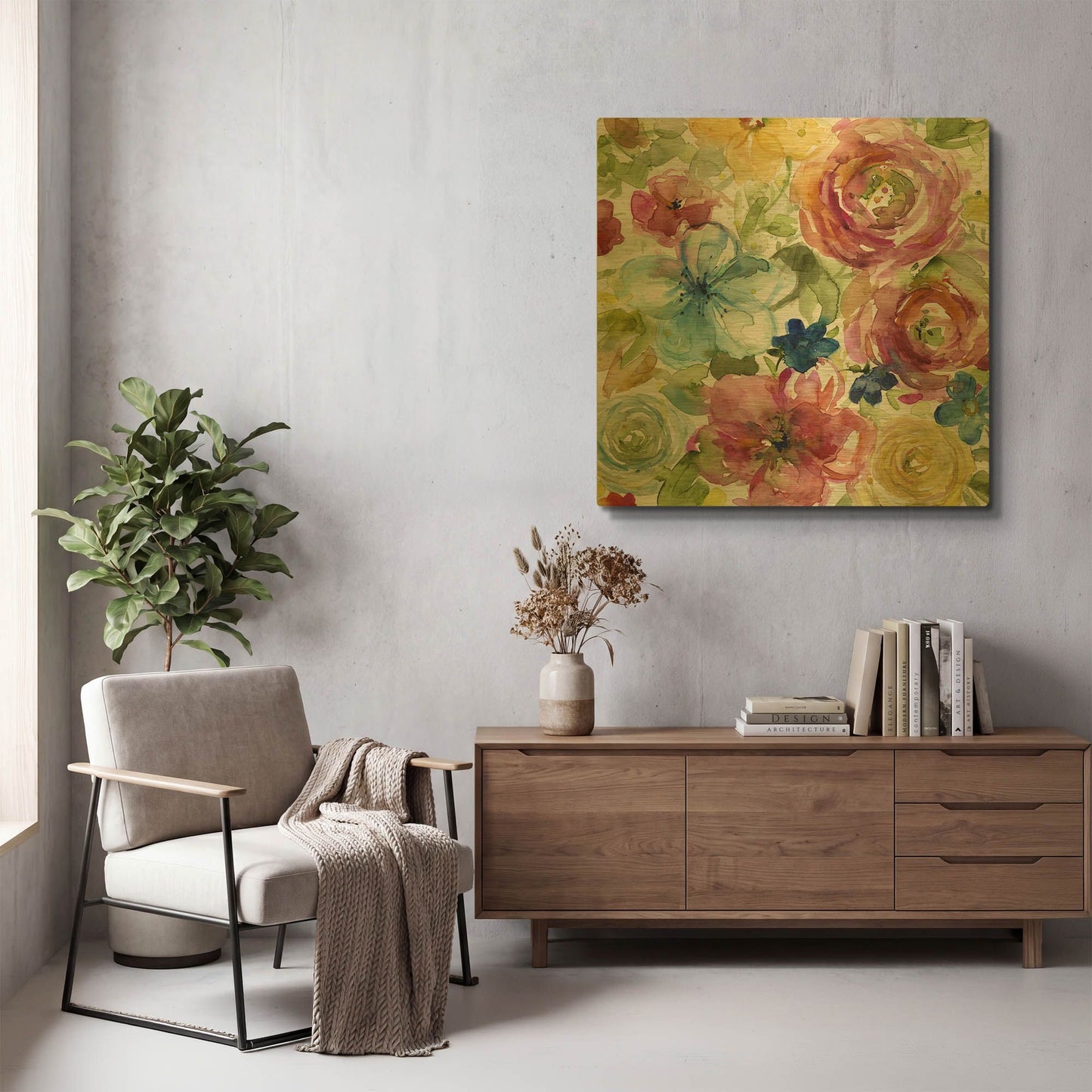 'Assorted Bouquet' By JD Gold Metal Wall Art