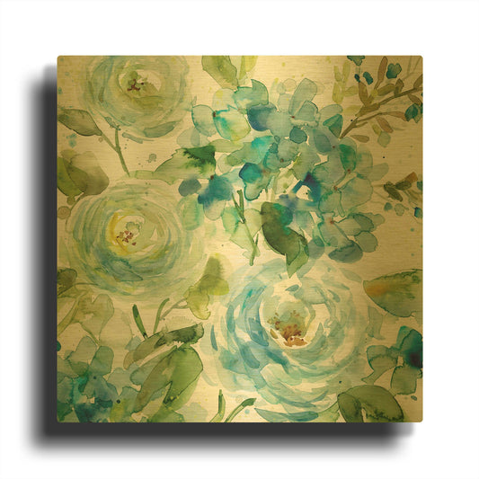'Cool Watercolor Floral' By JD Gold Metal Wall Art