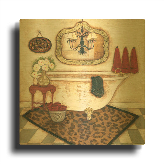'Safari Bath II' By JD Gold Metal Wall Art