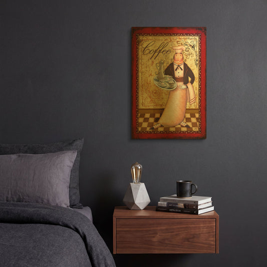 'Chef 1 Coffee' By Viv Eisner Gold Metal Wall Art
