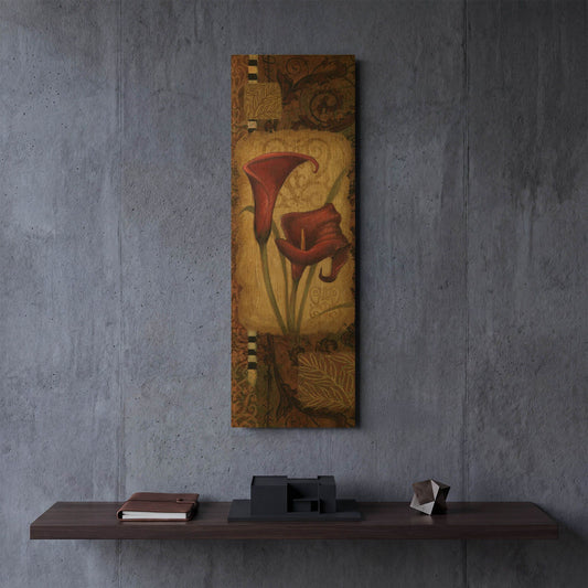 'Red Lily One' By Viv Eisner Gold Metal Wall Art