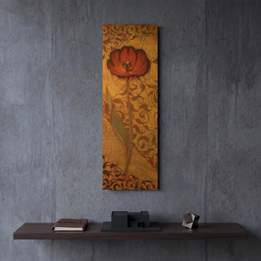 'Red Tulip One' By Viv Eisner Gold Metal Wall Art