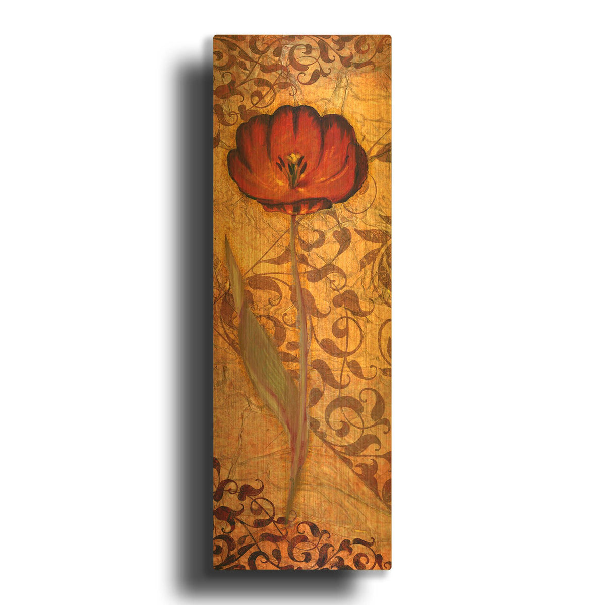 'Red Tulip One' By Viv Eisner Gold Metal Wall Art