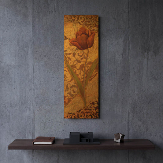 'Red Tulip Two' By Viv Eisner Gold Metal Wall Art