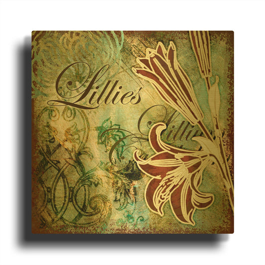 'Lilies 1' By Viv Eisner Gold Metal Wall Art