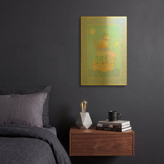 'Ark 2 Blue' By Viv Eisner Gold Metal Wall Art