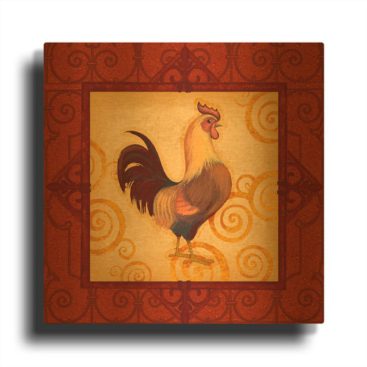 'Rooster 1' By Viv Eisner Gold Metal Wall Art