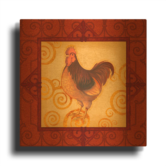'Rooster 3' By Viv Eisner Gold Metal Wall Art