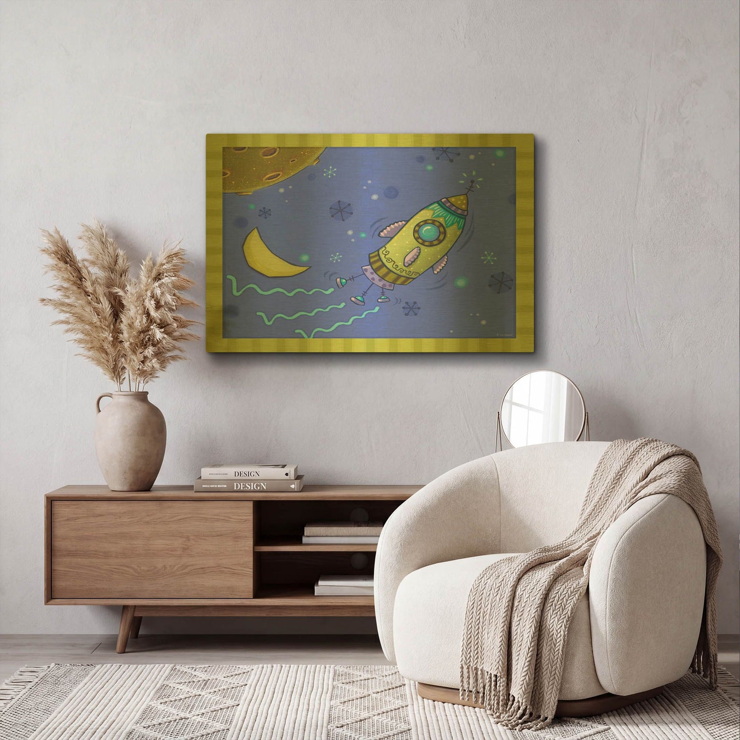 'Spaceship' By Viv Eisner Gold Metal Wall Art