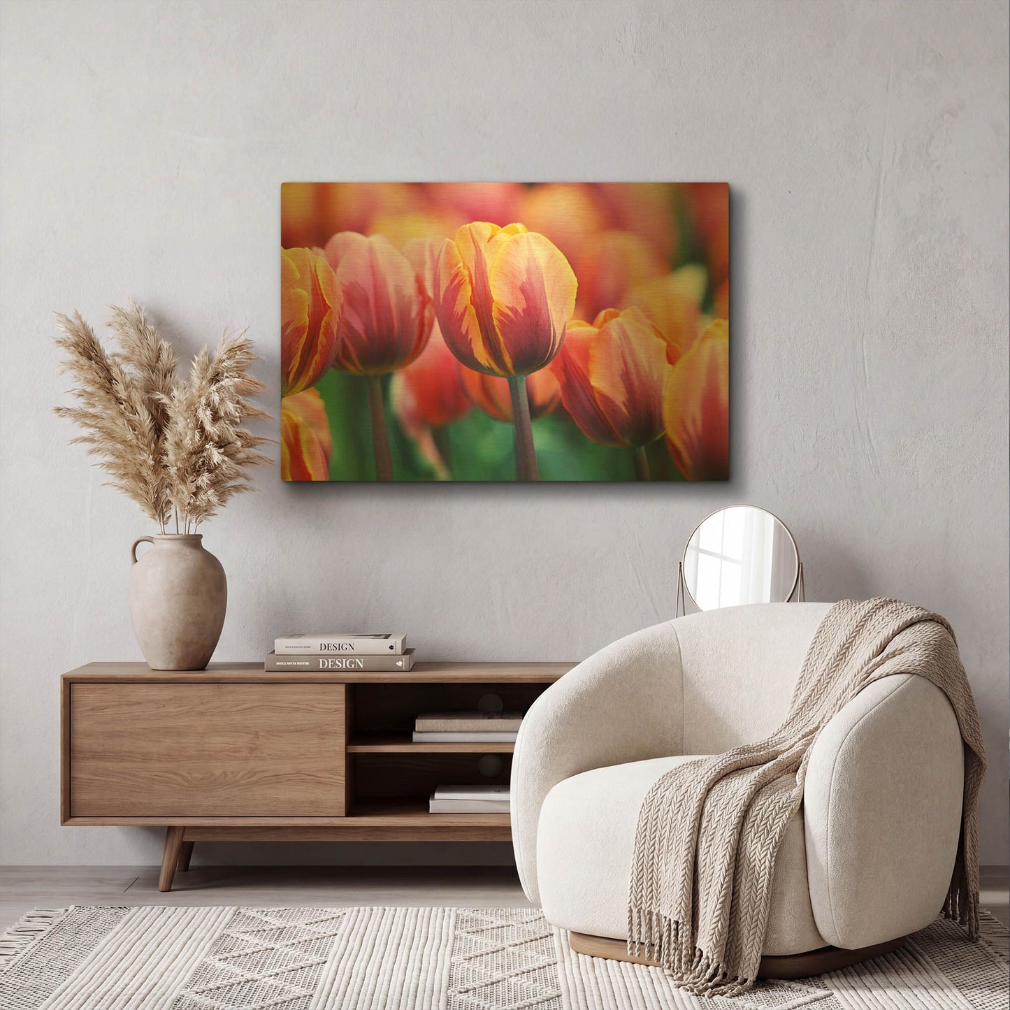 'Big Love Tulips' By Clive Branson Gold Metal Wall Art
