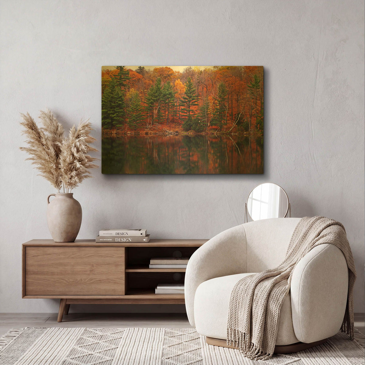 'Meech Lake Reflections' By Clive Branson Gold Metal Wall Art
