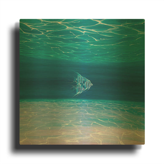 'Blue Angels Blue Sea' By Gill Bustamante Gold Metal Wall Art