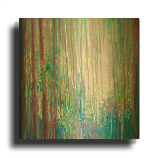 'The Dryads Bluebell Wood' By Gill Bustamante Gold Metal Wall Art
