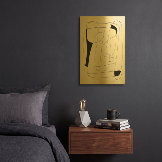 'Lines To Fill 1' By Line and Brush Gold Metal Wall Art