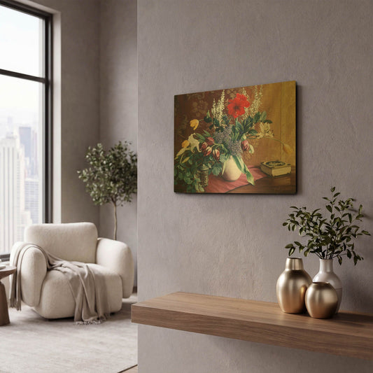 'Evening Bouquet with Toffee Box' By Robin Anderson Gold Metal Wall Art