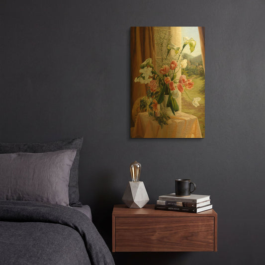 'By The Window' By Robin Anderson Gold Metal Wall Art