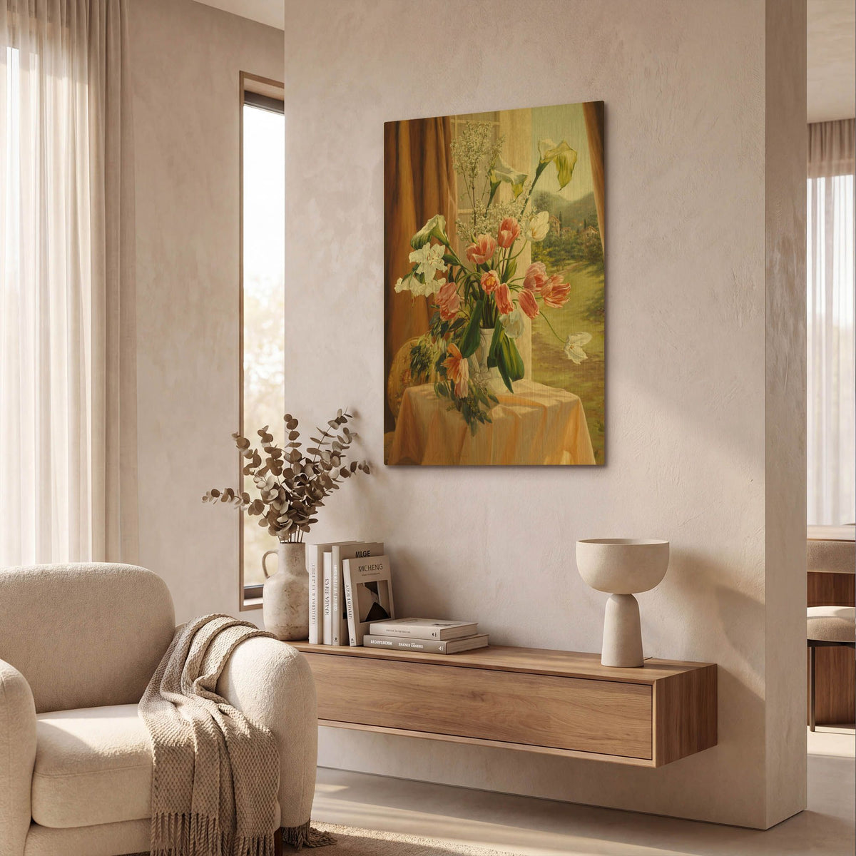 'By The Window' By Robin Anderson Gold Metal Wall Art