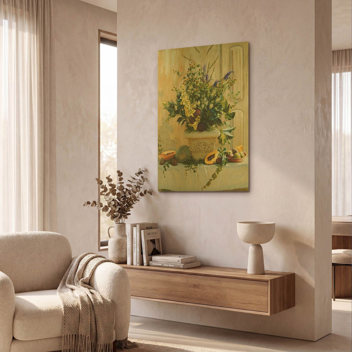 'Green Floral' By Robin Anderson Gold Metal Wall Art