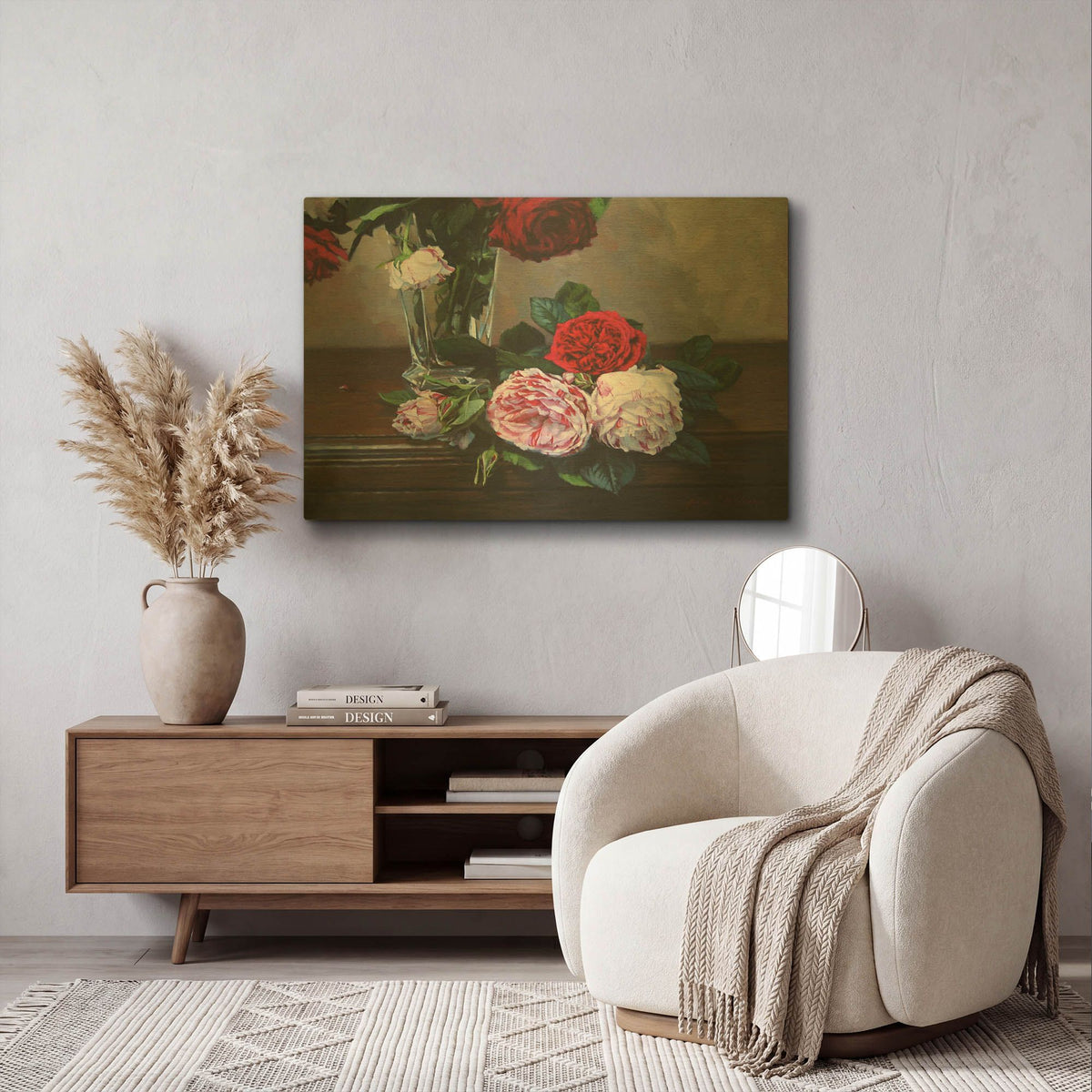'Ruby And Peppermint Roses' By Robin Anderson Gold Metal Wall Art