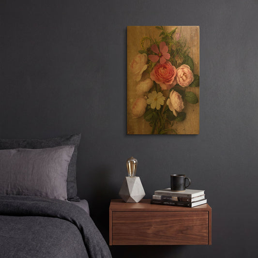 'Rosy Posy' By Leah McLean Gold Metal Wall Art