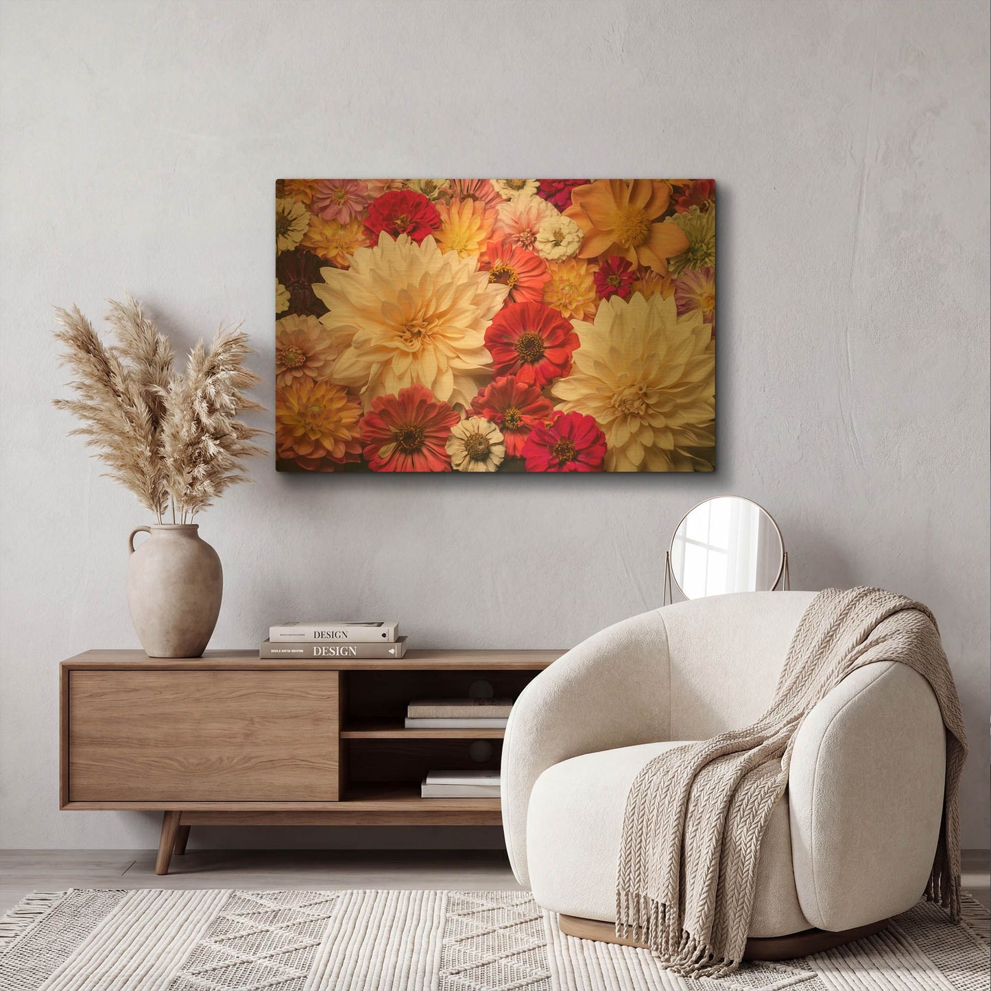 'Dahlia Dream Scape' By Leah McLean Gold Metal Wall Art