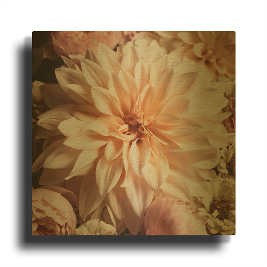 'Dahlia Whimsy' By Leah McLean Gold Metal Wall Art