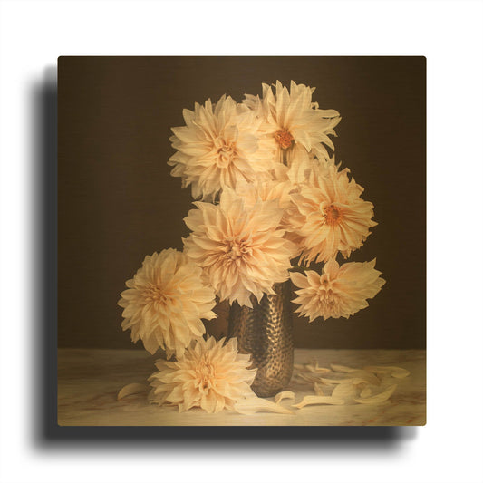 'Dahlia Cascade' By Leah McLean Gold Metal Wall Art