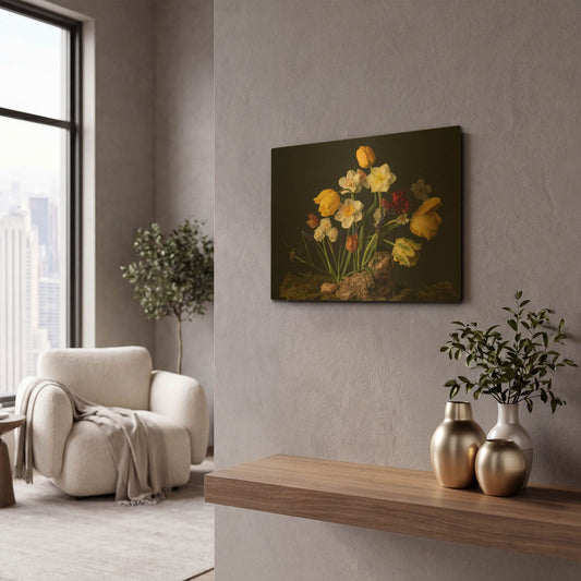 'Sunny Spring Bounty' By Leah McLean Gold Metal Wall Art