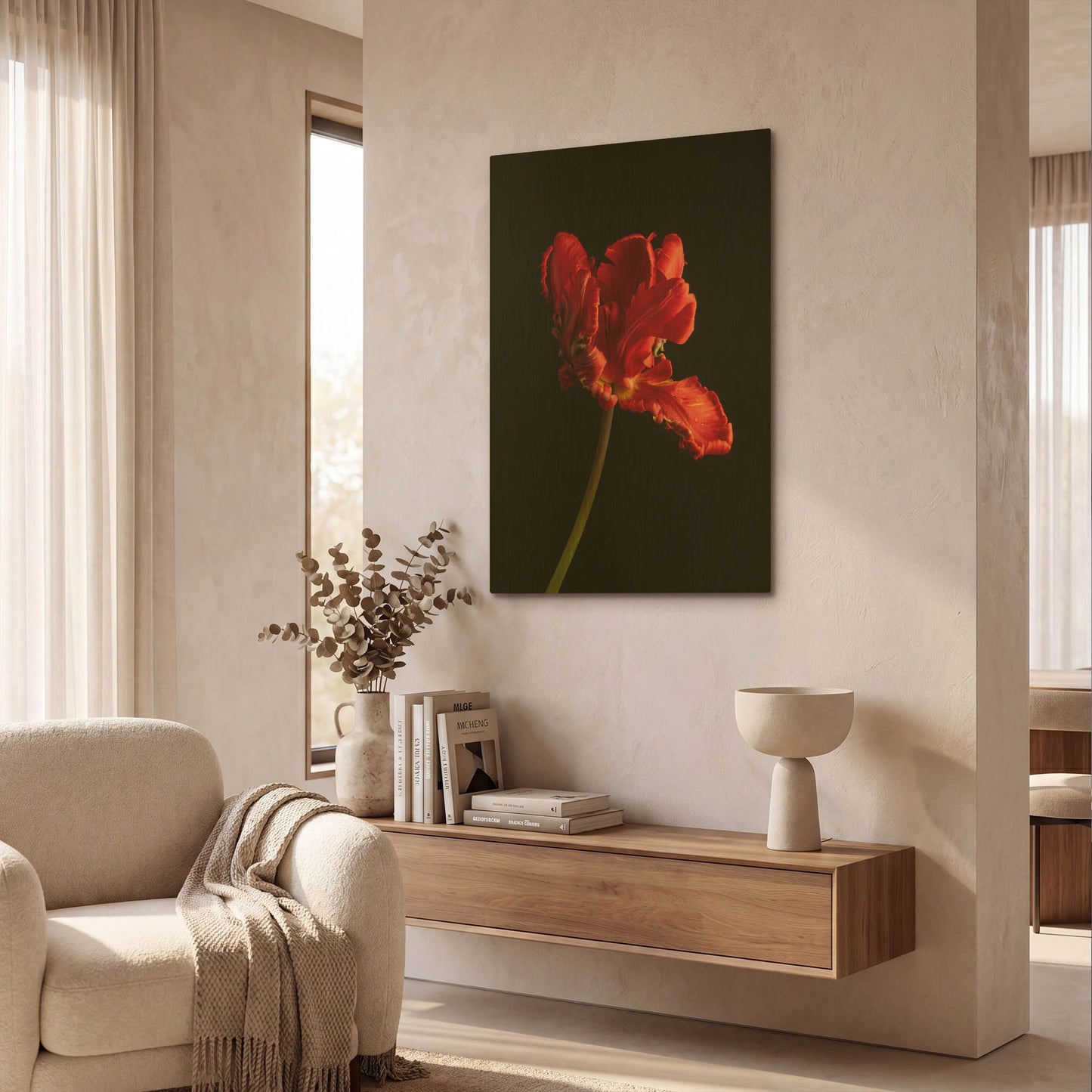 'Rippled Red Beauty' By Leah McLean Gold Metal Wall Art
