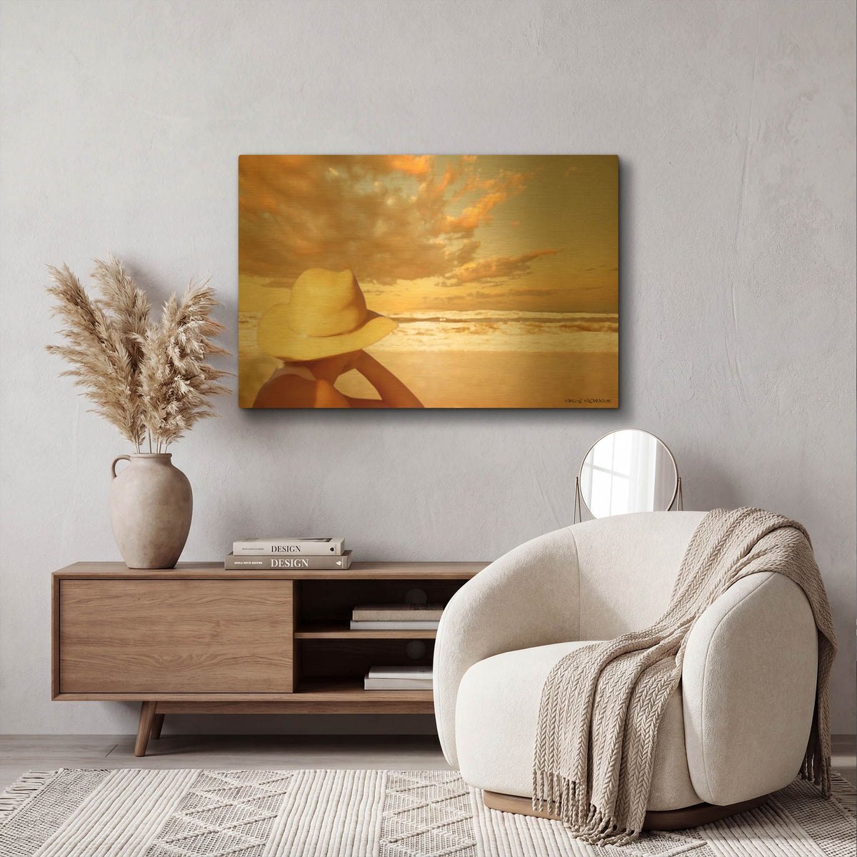 'Memories on the Beach 1' By Carlos Casamayor Gold Metal Wall Art