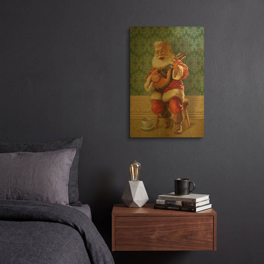 'Singing Santa II' By Dan Craig Gold Metal Wall Art