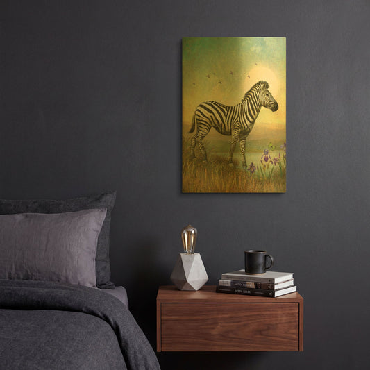 'Balance-Zebra' By Dan Craig Gold Metal Wall Art