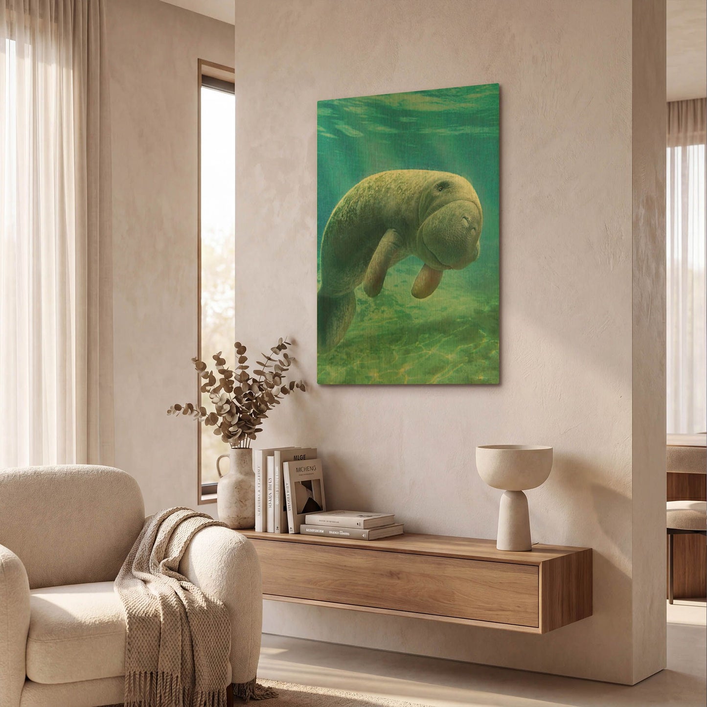 'Five Of Earth-Manatee' By Dan Craig Gold Metal Wall Art